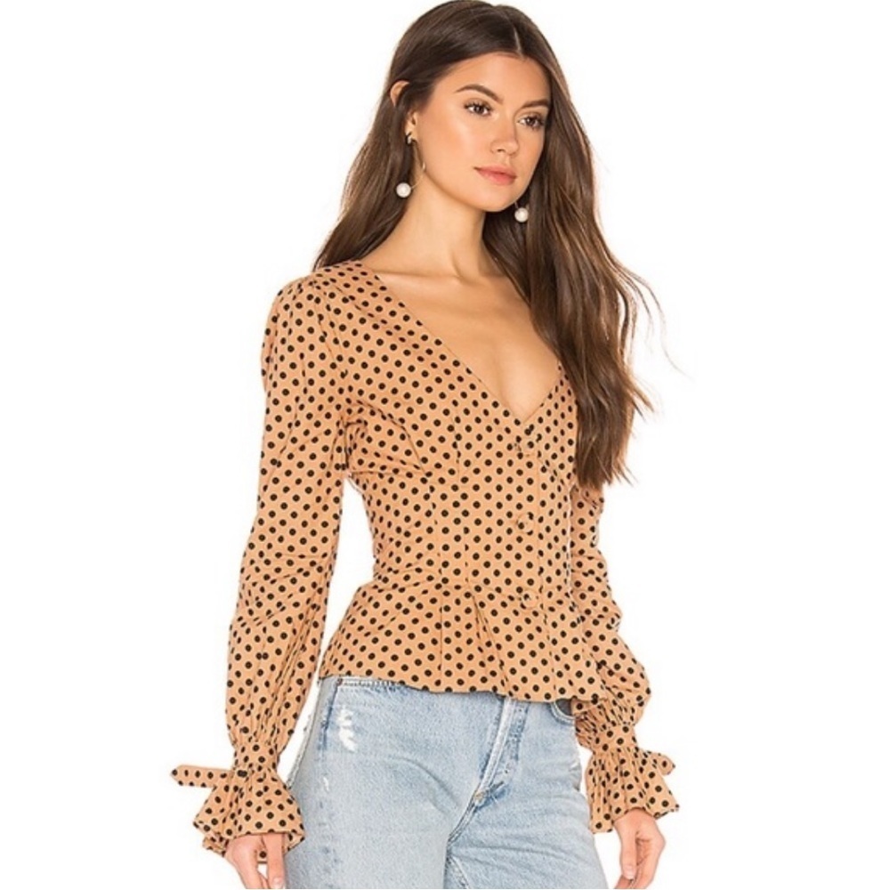 Majorelle Claire Polka Dot Long Sleeve Top